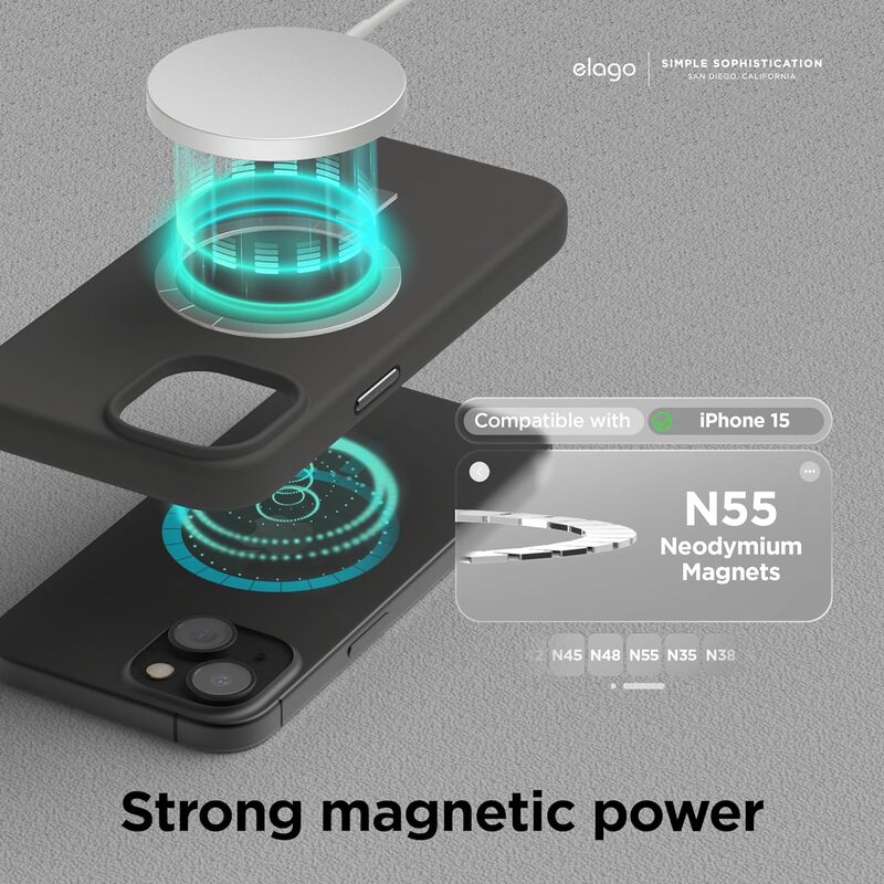 Elago Magnetic Liquid Silicone for iPhone 15 Case Cover Compatible with MagSafe Shockproof - Black