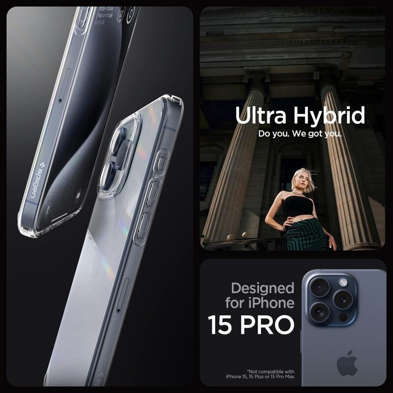 Spigen iPhone 15 Pro case cover Ultra Hybrid - Crystal Clear