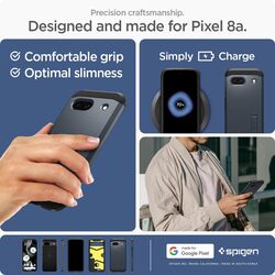 Spigen Tough Armor for Google Pixel 8a case cover with Extreme Impact Foam (Kickstand) - Metal Slate