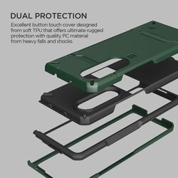 VRS Design Hard Drop Pro (Heat Dispersion Vents) for Samsung Galaxy Z Fold 3 5G Case Cover - Dark Green