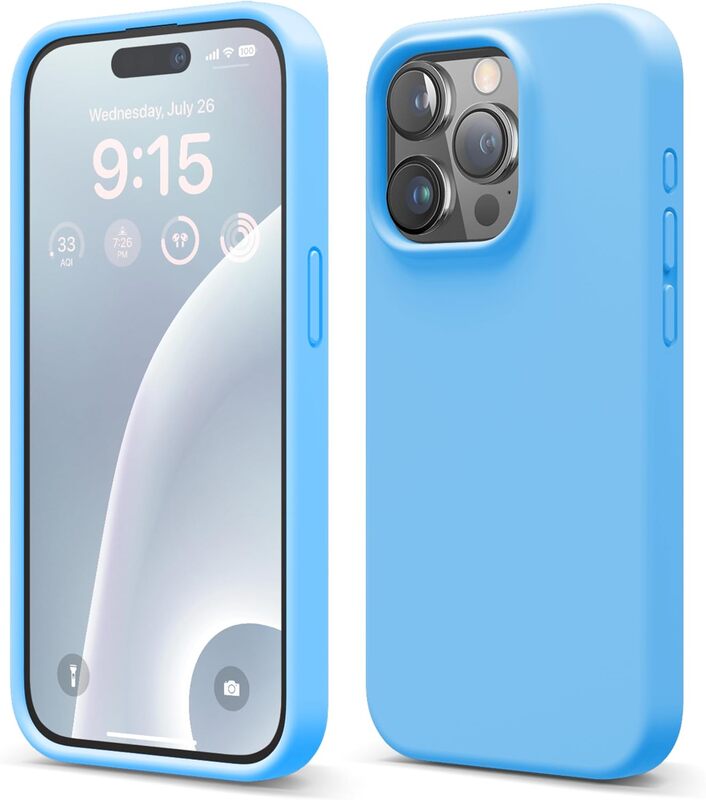 Elago Liquid Silicone for iPhone 15 Pro MAX Case Cover Full Body Protection, Shockproof, Slim, Anti-Scratch Soft Microfiber Lining - Ocean Blue