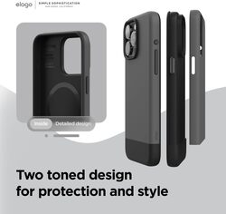 Elago Glide Magnetic for iPhone 15 Pro Max Case Cover Magsafe Compatible Slim Shockproof Full Body Protection - Dark Gray & Black