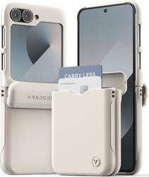 VRS Design Terra Guard Modern GO (Hinge Protection) for Samsung Galaxy Z Flip 6 case cover wallet (2 Card Holder Slot) - Cream