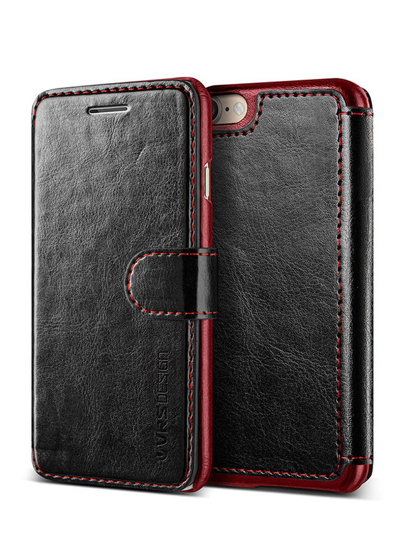 Vrs Design iPhone 7 Dandy Layered Wallet Mobile Phone Case Cover, Black/Wine Red