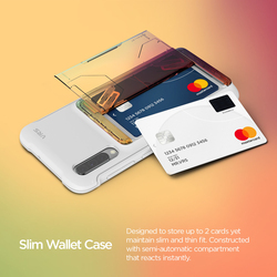 VRS Design Samsung Galaxy A50 Damda Glide Shield Semi Automatic Card Wallet Mobile Phone Case Cover, White/Orange/Purple