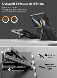 VRS Design Quick Stand Modern for Samsung Galaxy Z Fold 4 Case Cover with Multi Angle Kickstand and Cover Screen Protector- Matte Black