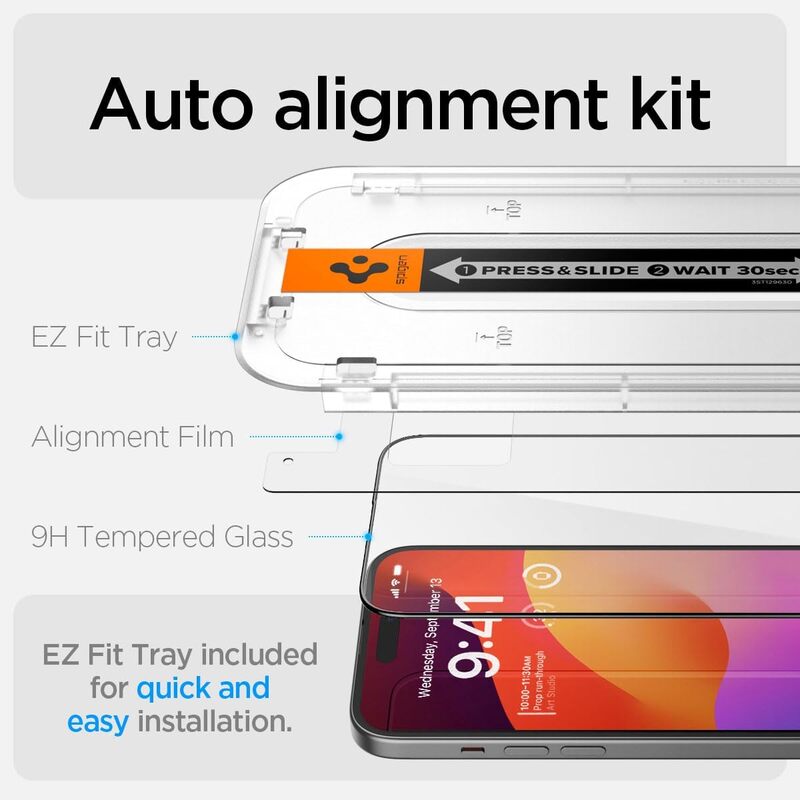 Spigen Glastr Ez Fit for iPhone 15 PLUS Screen Protector Premium Tempered Glass - Full Cover Edge to Edge (2 Pack)