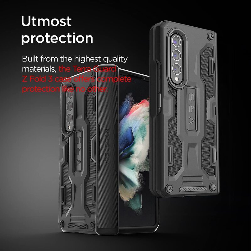 VRS Design Terra Guard (Hinge Protection) Samsung Galaxy Z Fold 3 5G Case Cover - Matte Black