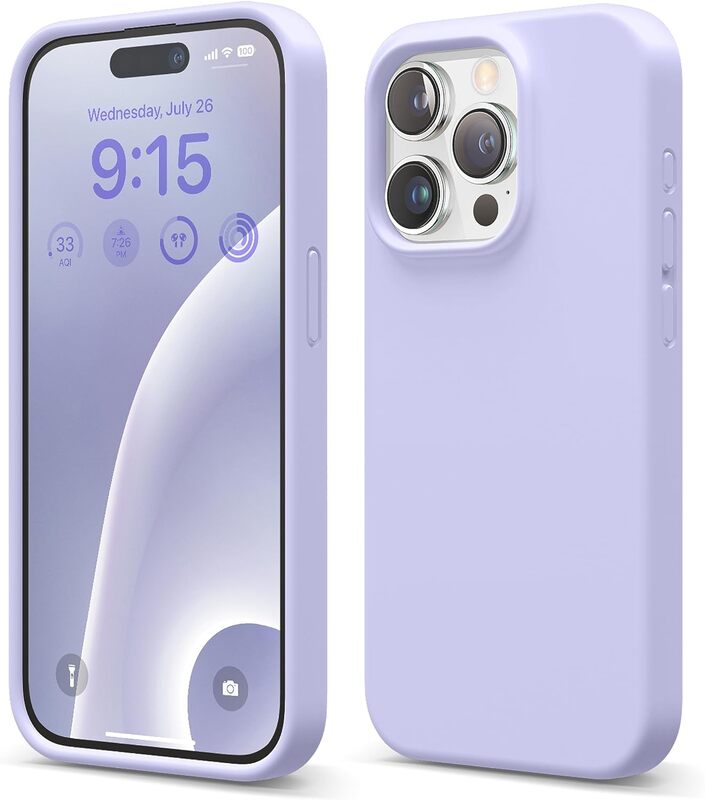 Elago Liquid Silicone for iPhone 15 Pro MAX Case Cover Full Body Protection, Shockproof, Slim, Anti-Scratch Soft Microfiber Lining - Purple