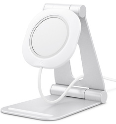 Spigen Apple iPhone 12/12 Mini/12 Pro/12 Pro Max MagSafe Charger Pad Stand Aluminum Adjustable Phone Stand Mag Fit S (Magsafe Charger NOT Included), White