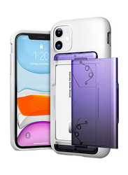 Vrs Design Apple iPhone 11 Damda Glide Shield Semi Automatic Card Wallet Mobile Phone Case Cover, Purple Black