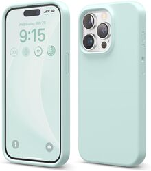 Elago Liquid Silicone for iPhone 15 PRO Case Cover Full Body Protection, Shockproof, Slim, Anti-Scratch Soft Microfiber Lining - Mint