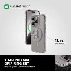 Amazing Thing Titan Pro Mag Grip Ring Set for iPhone 15 Pro MAX Holder/Stand/Case Cover with MagSafe - Grey