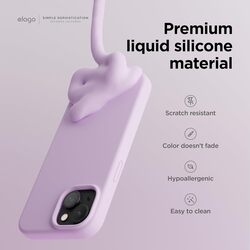 Elago Liquid Silicone for iPhone 15 Case Cover Full Body Protection, Shockproof, Slim, Anti-Scratch Soft Microfiber Lining - Light Lilac