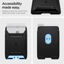 Spigen Rugged Armor (MagFit) Magnetic Wallet Card Holder (3 Cards) MagSafe Compatible with iPhone 15 iPhone 14 iPhone 13 and iPhone 12 Models - Matte Black