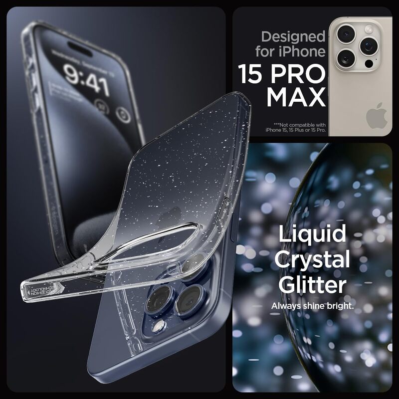 Spigen iPhone 15 Pro Max case cover Liquid Crystal Glitter - Crystal Quartz