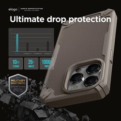 Elago Armor for iPhone 14 Pro Max Military Grade Case Cover with Carbon Fiber Patern - Sand