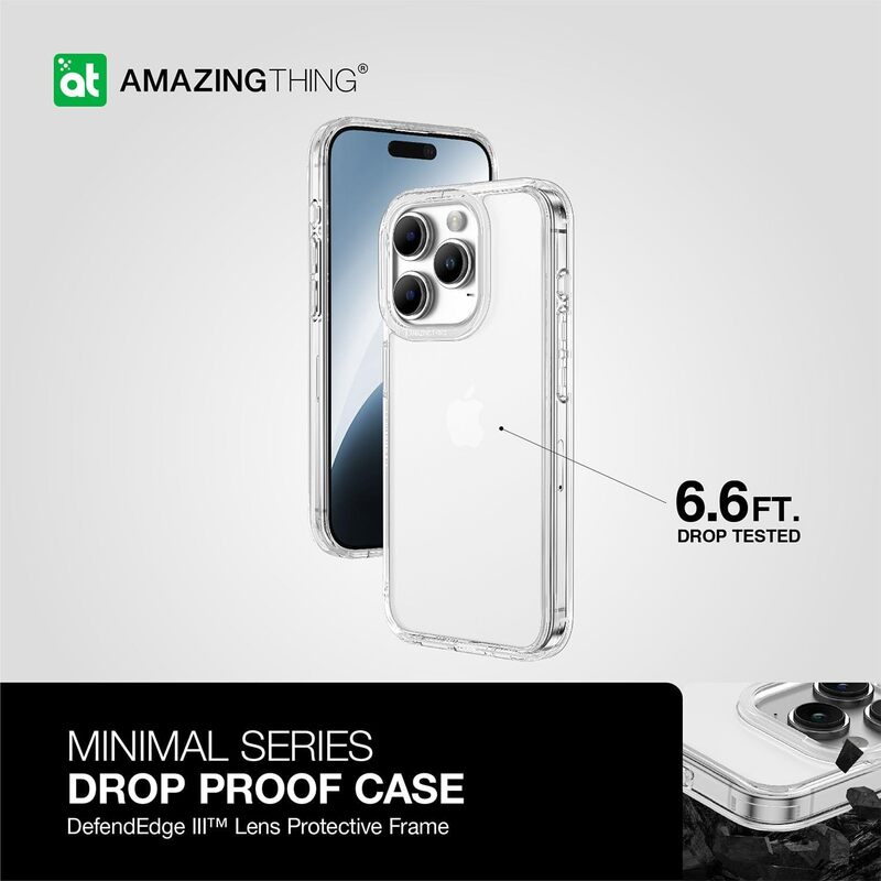 Amazing Thing Minimal (6.6 Feet) Drop Proof for iPhone 15 PRO Case Cover - Clear