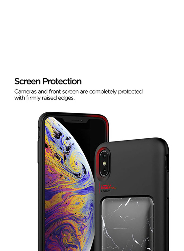 VRS Design iPhone XS Max Damda High Pro Shield Mobile Phone Back Case Cover, Black Marble