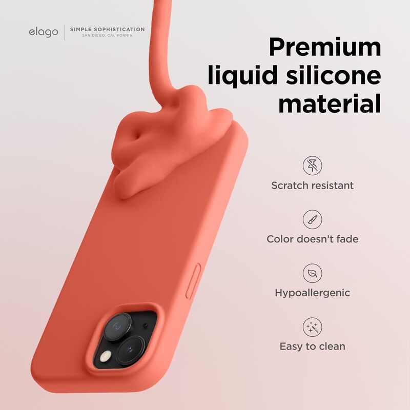 Elago Liquid Silicone for iPhone 15 PRO Case Cover Full Body Protection, Shockproof, Slim, Anti-Scratch Soft Microfiber Lining - Pomelo Pink