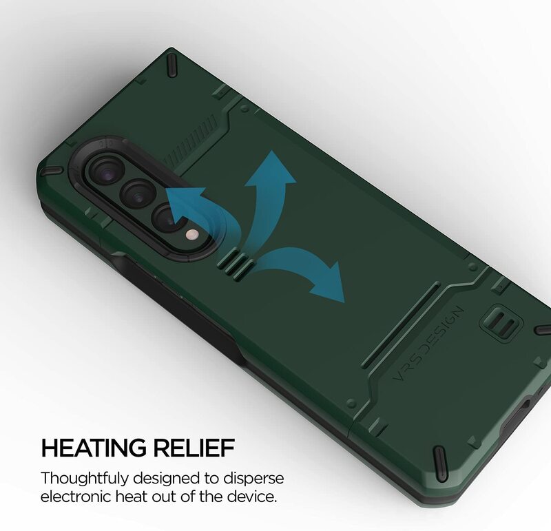 VRS Design Hard Drop Pro (Heat Dispersion Vents) for Samsung Galaxy Z Fold 3 5G Case Cover - Dark Green