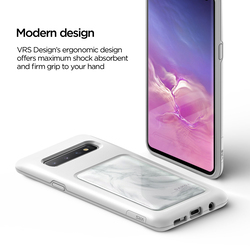 VRS Design Samsung Galaxy S10 Plus Damda High Pro Shield Mobile Phone Back Case Cover, White Marble