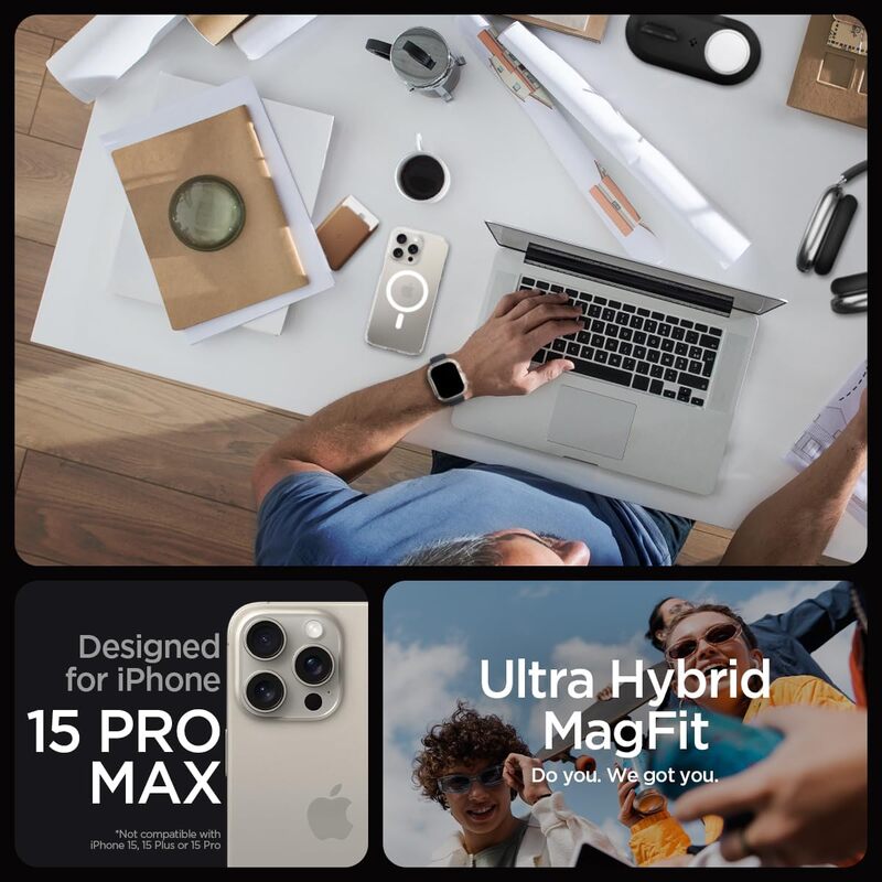 Spigen iPhone 15 Pro Max case cover Ultra Hybrid MagFit compatible with MagSafe - White