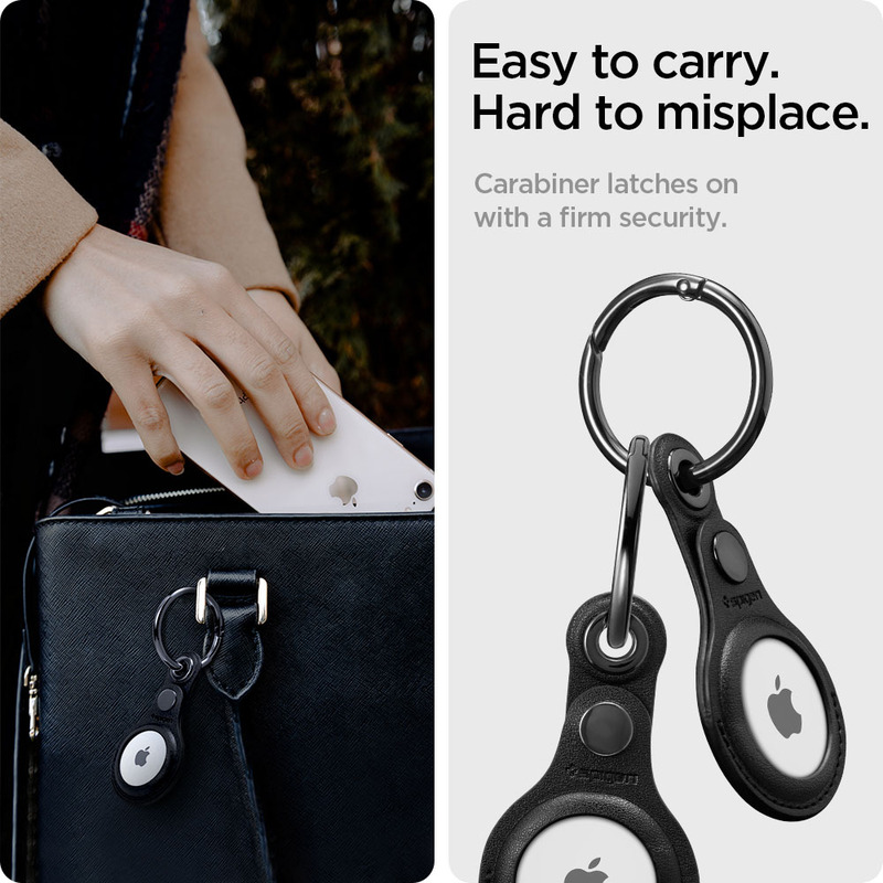 Spigen Apple AirTags Holder (2021) Case Cover Valentinus with Keychain Ring, Black