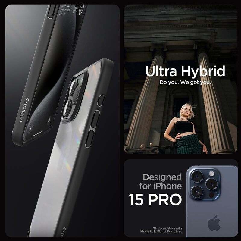 Spigen iPhone 15 Pro case cover Ultra Hybrid - Matte Black