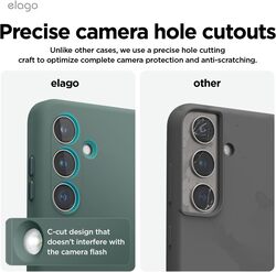 elago Samsung Galaxy S24 Plus case cover Liquid Silicone Full Body Screen Camera Protective, Shockproof, Slim, Anti-Scratch Soft Microfiber Lining - Midnight Green