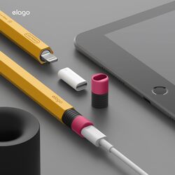 elago Classic Pencil case compatible with Apple Pencil (1st generation) and USB-Lightning Adapter, silicone protective cover - Yellow