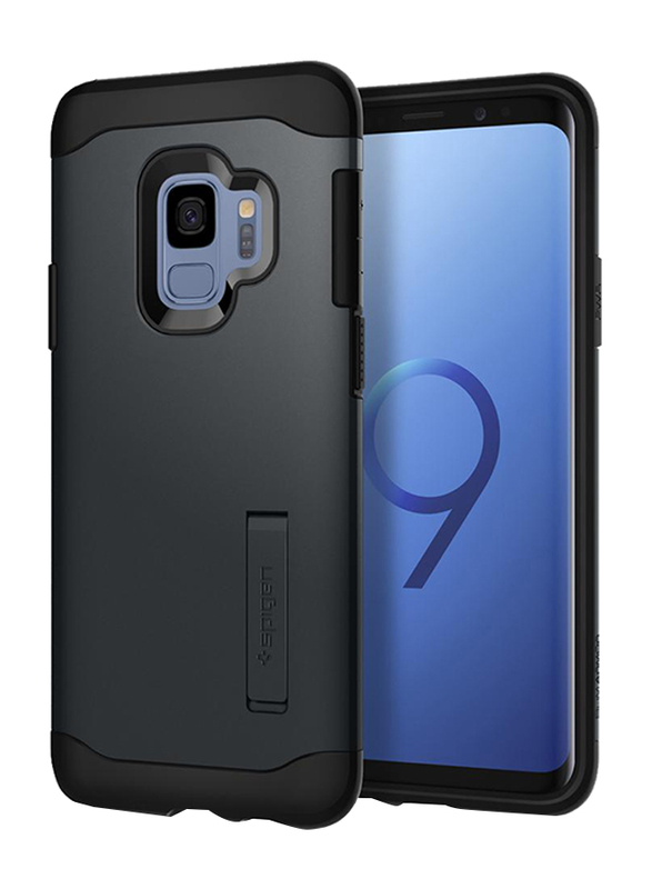 Spigen Samsung Galaxy S9 Slim Armor Kickstand Mobile Phone Case Cover, Metal Slate