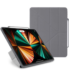 Pipetto Apple iPad Pro 12.9 inch (2021) Combination case cover Origami No. 3 Ultra Smart cover with 5 in 1 stand, Storage with Sync & Charge compatible with Apple Pencil 2, Dark Grey
