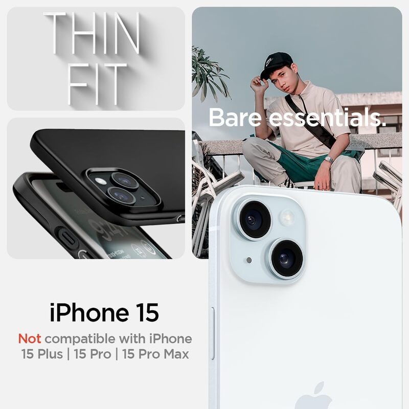 Spigen iPhone 15 case cover Thin Fit - Black