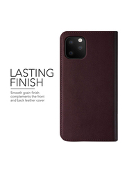 Vrs Design Apple iPhone 11 Pro Genuine Leather Diary Wallet Mobile Phone Case Cover, Wine