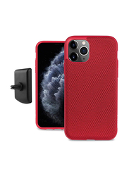 Evutec Apple iPhone 11 Pro Aergo Ballistic Nylon Mobile Phone Case Cover, with Afix Plus Air Vent Car Mount System, Red