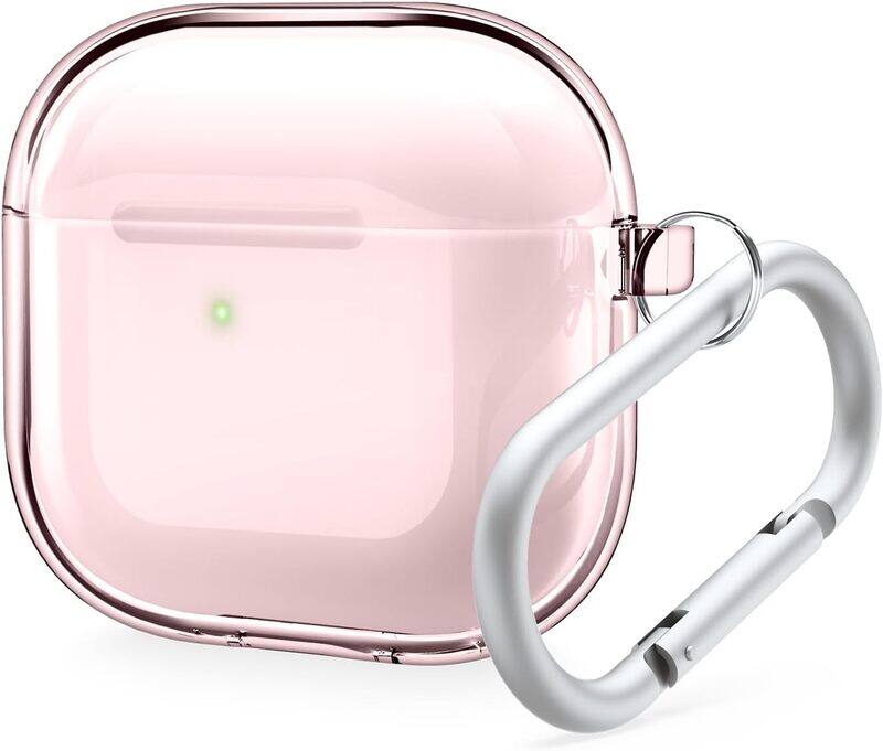 

elago AirPods 4 Case Clear Hang with Carabiner - Lovely Pink
