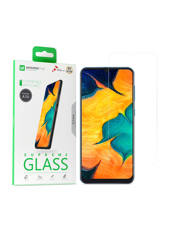 Amazing Thing Samsung Galaxy A30 Supreme Glass 2.5D Case Friendly Tempered Screen Protector, Clear