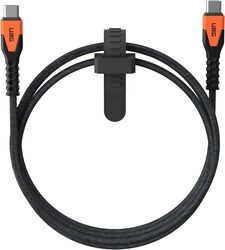 Urban Armor Gear UAG Rugged Kelvar Core USB-C to USB-C Cable 5 feet / 1.5 Meter 60W Power Delivery PD Reinforced Fast Charging Cable for iPhone 15, MacBook, iPad Pro, Samsung Galaxy - Black Orange