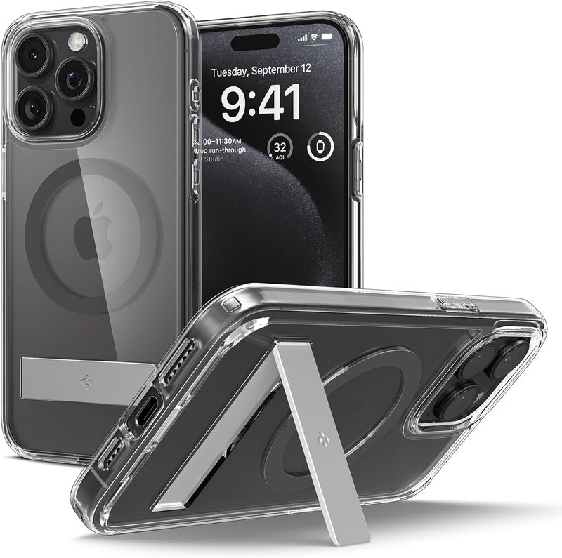 Spigen iPhone 15 Pro case cover Ultra Hybrid S MagFit with Kickstand MagSafe compatible - Graphite