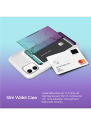 Vrs Design Apple iPhone 11 Damda Glide Shield Semi Automatic Card Wallet Mobile Phone Case Cover, Green Purple