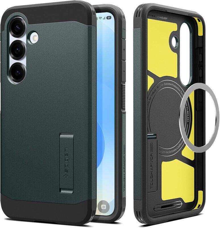 

Spigen Samsung Galaxy S25 PLUS Tough Armor MagFit (MagSafe) case cover - Abyss Green