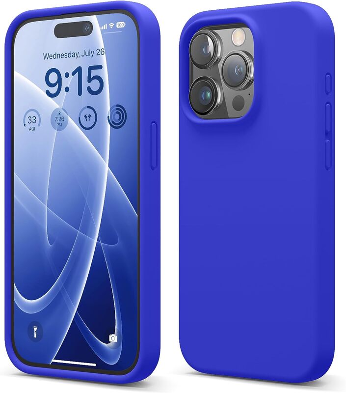 Elago Liquid Silicone for iPhone 15 Pro MAX Case Cover Full Body Protection, Shockproof, Slim, Anti-Scratch Soft Microfiber Lining - Cobalt Blue