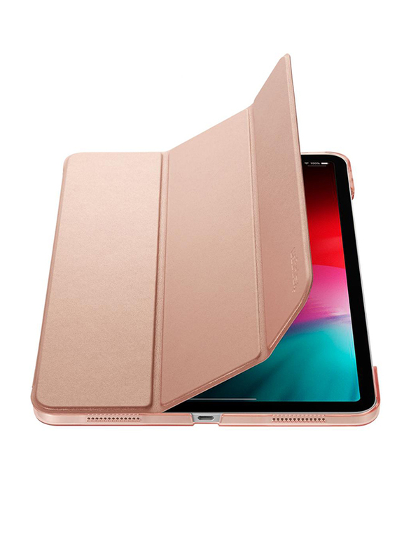 Spigen Apple iPad Pro 11 inch Smart Fold Tablet Flip Cover, Version 2 Pencil Compatible with Auto Sleep and Wake, Rose Gold