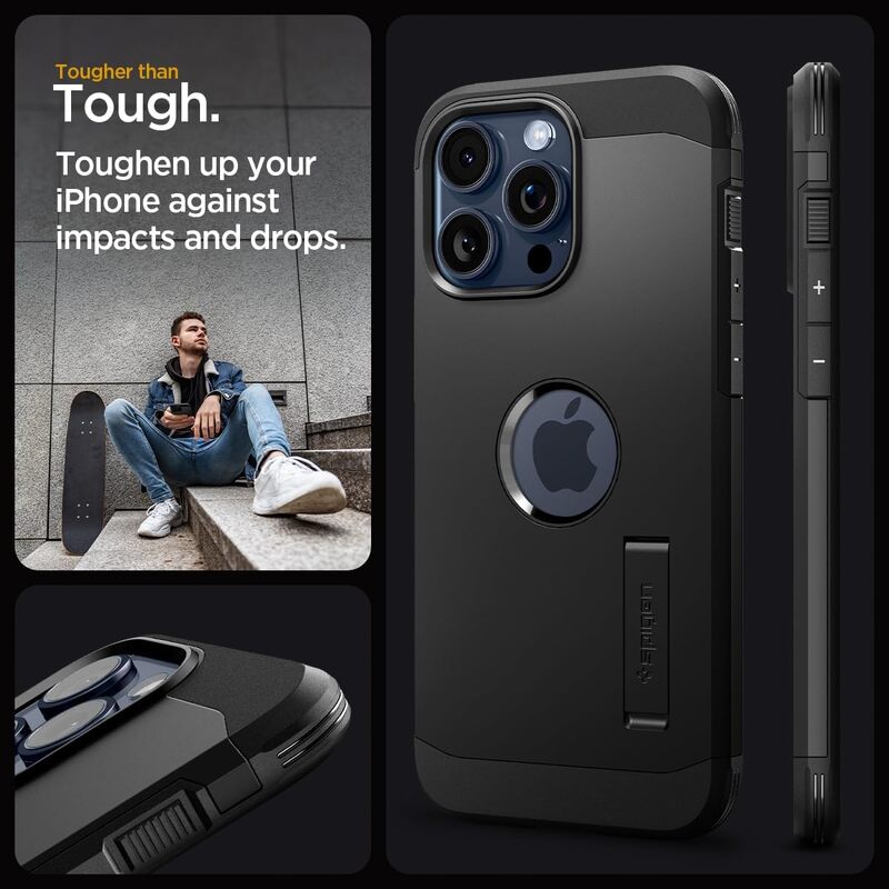 Spigen iPhone 15 Pro Max case cover Tough Armor MagFit compatible with MagSafe - Black