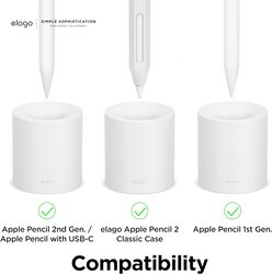 elago Silicone Stand Compatible with Apple Pencil (1st and 2nd Generation), Apple Pencil (USB-C) and Any Tablet Stylus Pen with or Without Case or Sleeve, Durable Holder - White