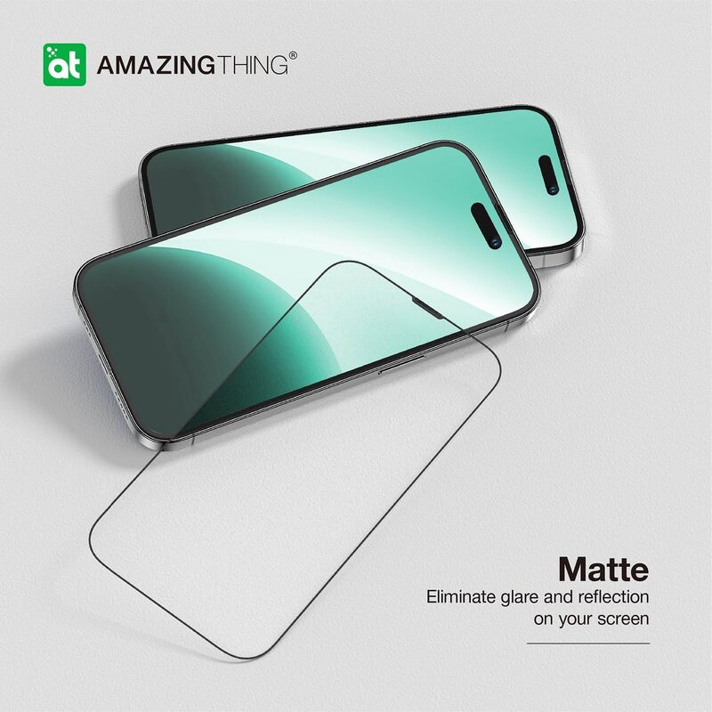 Amazing Thing Anti Glare Supreme Glass for iPhone 15 Screen Protector (6.1 inch) Tempered Glass with Titan Dust Proof Filter and Easy Install Tray - (Matte 2.75D)