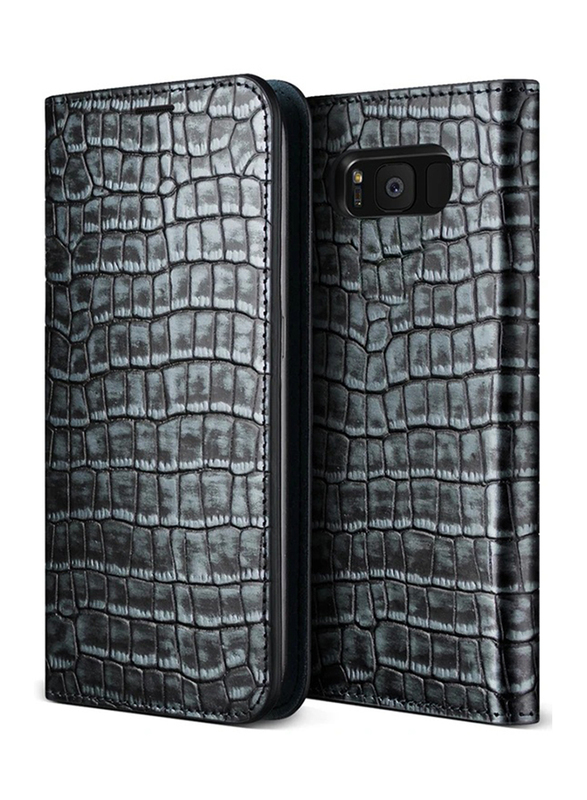 Vrs Design Samsung Galaxy S8 Croco Diary Leather Mobile Phone Flip Case Cover, Blue