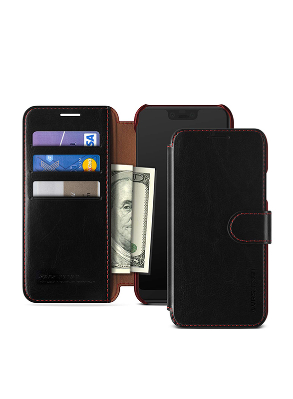 VRS Design Google Pixel 3 XL Layered Dandy Wallet Mobile Phone Flip Case Cover, Black