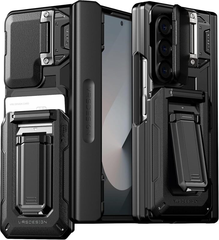 

VRS Design D-Wallet Origin for Samsung Galaxy Z Fold 6 case cover (2 cards) & Camera lens Protector Kickstand - Black